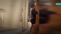 Son Interrupts Father Who Was Using the Toilet to Show How He Got in