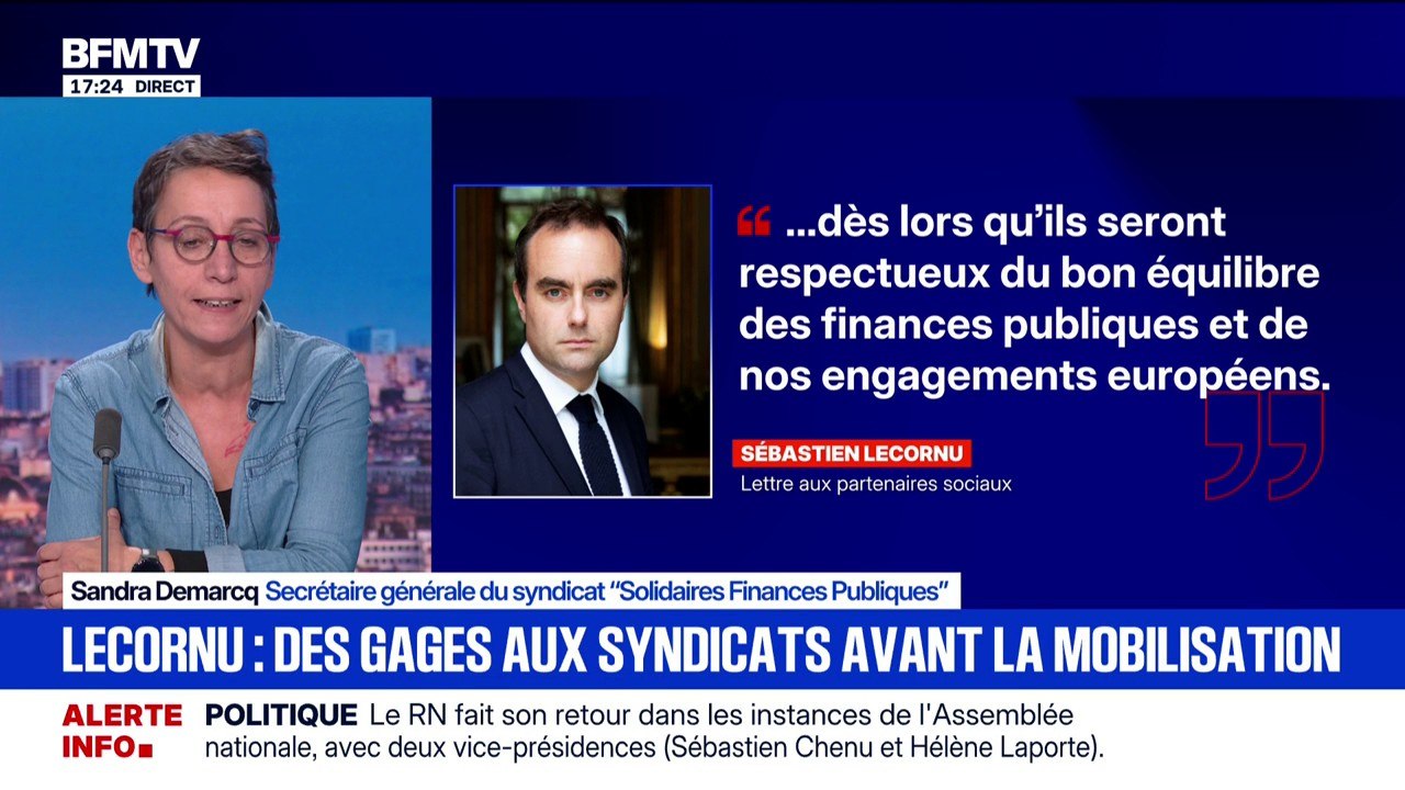 Annonces de Sébastien Lecornu: "Dire que c'est une avancée par rapport aux revendications que porte l'intersyndicale, on en est encore loin", indique Sandra Demarcq, secrétaire générale du syndicat Solidaires Finances Publiques