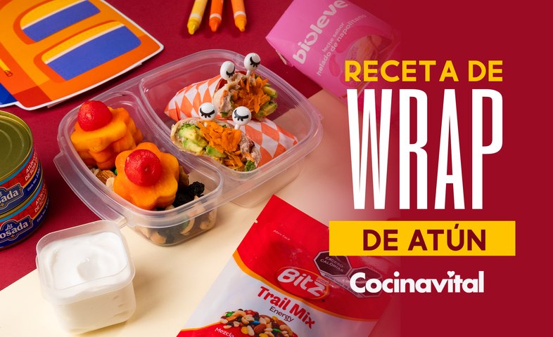 Receta de wrap de atún con queso crema y cocktail de frutas
