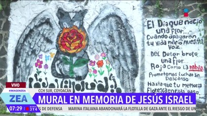 Realizan mural en memoria de Jesús Israel, estudiante asesinado en el CCH Sur