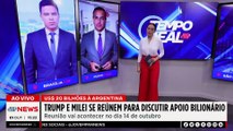 Trump e Milei se encontram para discutir apoio bilionário dos EUA à Argentina | TEMPO REAL