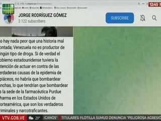 Pdte. de la AN Jorge Rodríguez: Venezuela no es productor de ningún tipo de droga