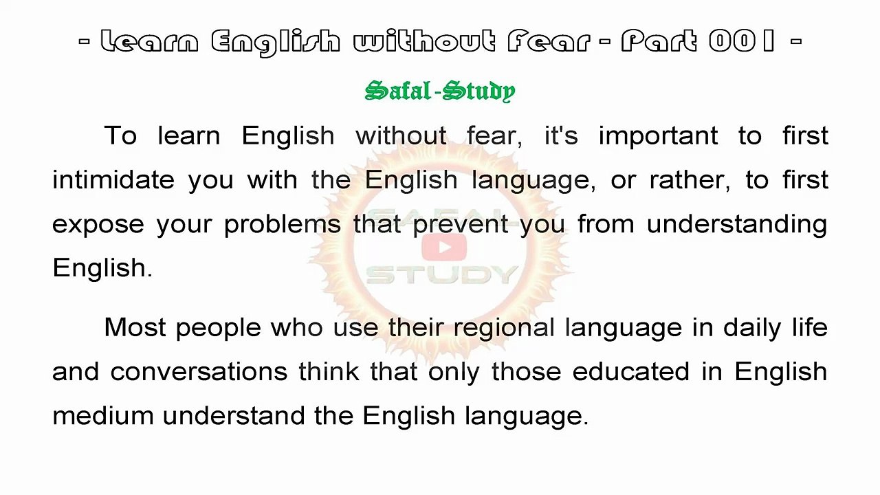 Learn English without Fear Part 001
