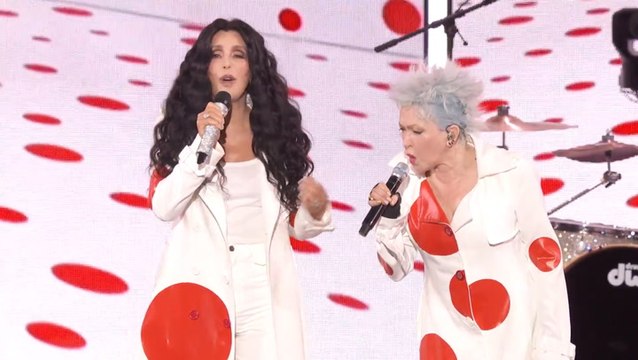 Cyndi Lauper and Cher perform 'Girls Just Wanna Have Fun' at the Hollywood Bowl