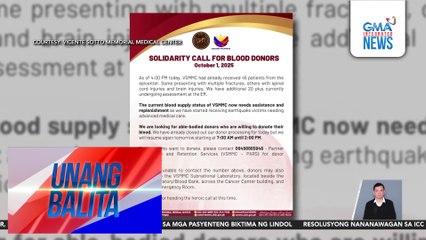 Vicente Sotto Memorial Medical Center, nangangailangan ng blood donation para sa mga pasyenteng biktima ng lindol | Unang Balita