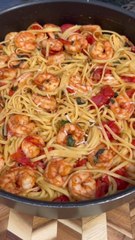 "🍤 Savory Shrimp Delight: Burst Tomato Linguine Recipe 🍅"