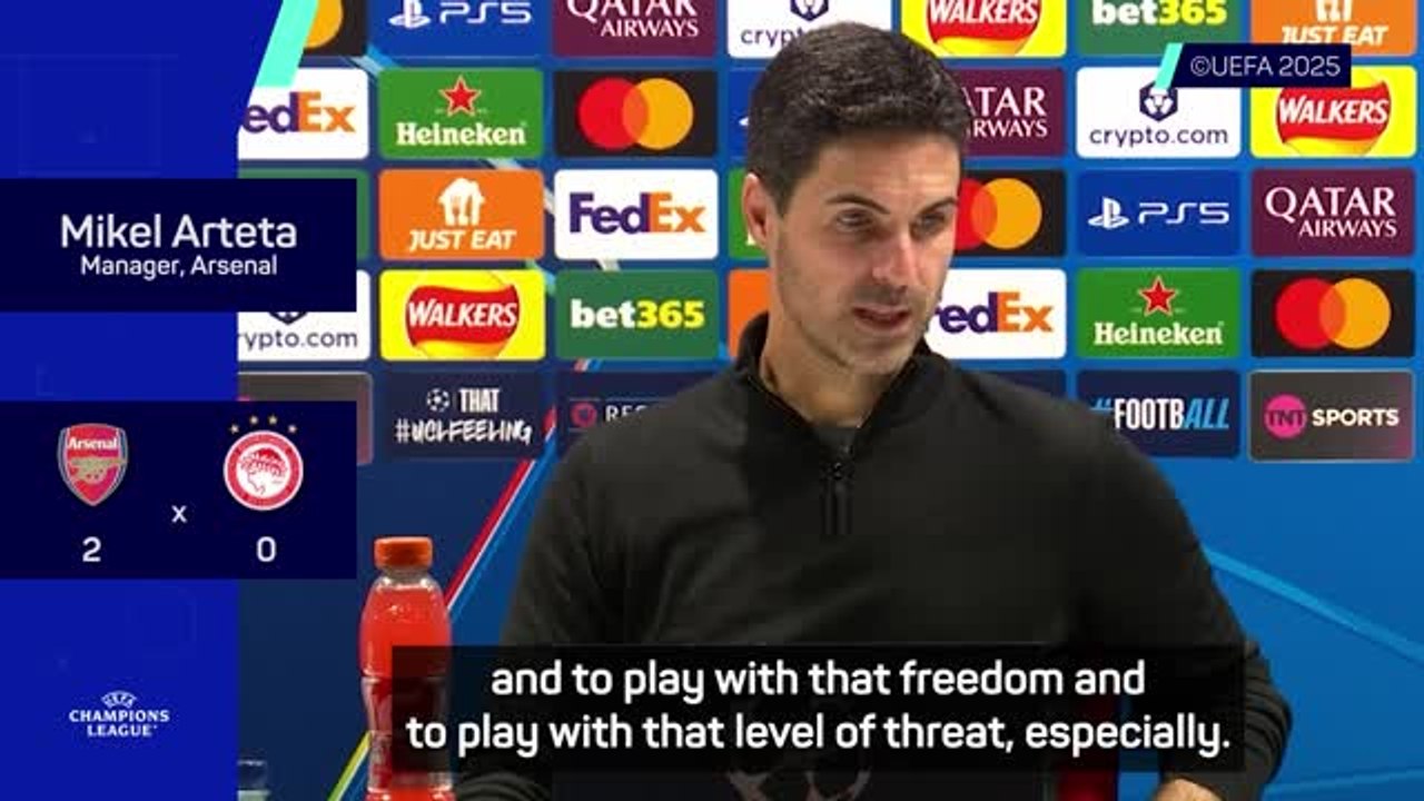 Arteta delighted by 'phenomenal' Odegaard showing in Olympiacos win