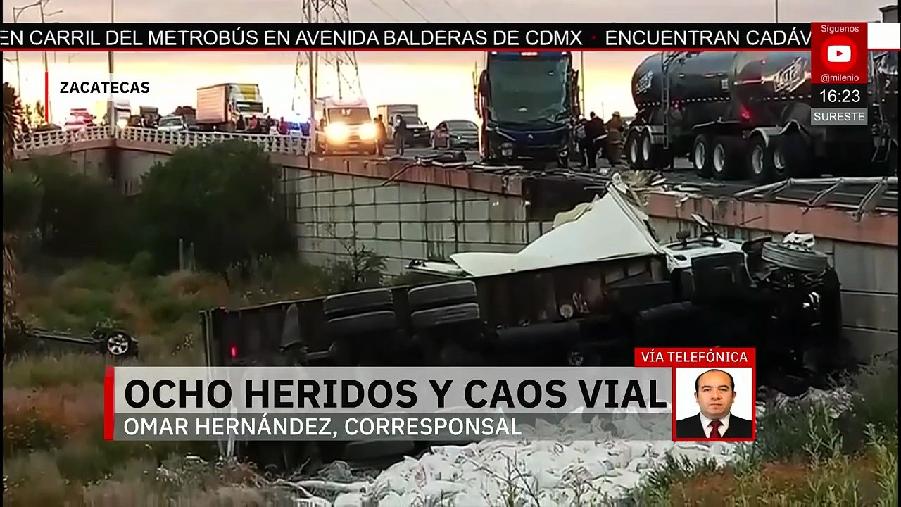 Choque múltiple en Zacatecas provoca caos vial; se reportan ocho heridos