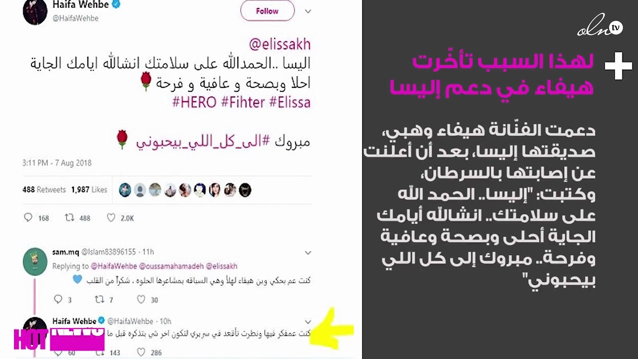 لهذا السبب تأخّرت هيفاء وهبي في تهنئة ودعم إليسا