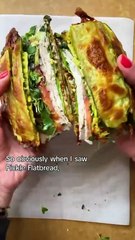 If you love pickles, you’ll enjoy this pickle flatbread sandwich 🥒 #flatbread #viralrecipe