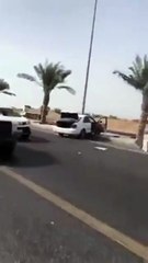 حادث سيارة يتسبب في إتلاف كاميرا ساهر من مكانها على الطريق بجازان