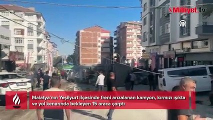 Malatya’da freni boşalan kamyon dehşet saçtı: 15 araçta zincirleme hasar