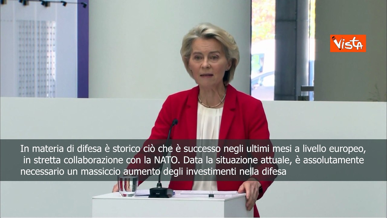 Von der Leyen: Storico quanto fatto da Ue in materia di difesa, aumentare investimenti