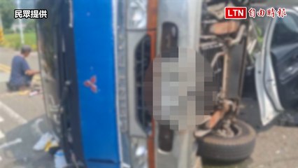 苑裡苗47線路口2車碰撞 貨車翻覆乘客受傷送醫、駕駛酒駕送辦