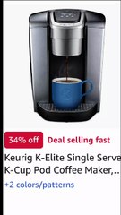 Keurig K-Elite Single Serve K-Cup Pod Coffee Maker, with Strength and Temperature Control, Iced Coffee Capability, 8 to 12oz Brew Size, Programmable,