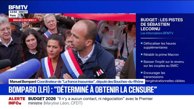 Nous voterons la censure du gouvernement de Monsieur Lecornu , assure Manuel Bompard (LFI)