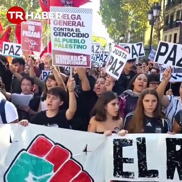 Gazzeli kardeşleri için 35 kentten bir araya geldiler! İspanya’da öğrenciler Filistin’e destek için sokakta