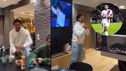 Marquinhos, lesionado, celebró desde casa la victoria del PSG contra el Barcelona