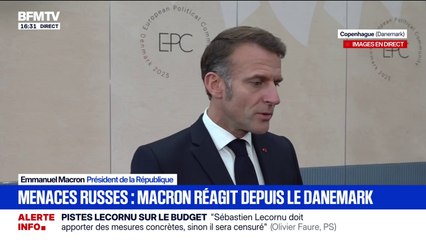 Sommet à Copenhague: Emmanuel Macron veut "protéger les Européens" des menaces russes