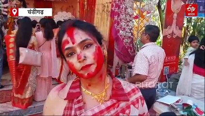 चंडीगढ़ के काली मंदिर में "सिंदूर खेला", मां दुर्गा को दी गई भावभीनी विदाई, सुहाग के लंबी आयु की कामना