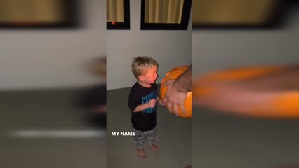 Lad Finds Halloween Pumpkin Scary