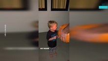 Lad Finds Halloween Pumpkin Scary