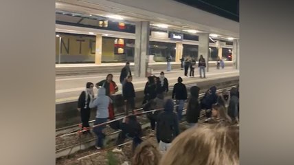 I manifestanti pro Pal invadono i binari della stazione dei treni