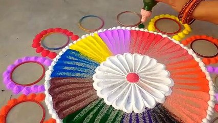Big rangoli design #rangolidesign beutiful easy rangoli design