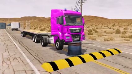 Flatbed Truck Mcqueen  _ Transportation with Truck - Pothole vs Car _436 - BeamNG.Drive