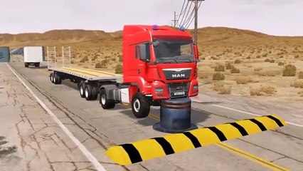 Flatbed Truck Mcqueen  _ Transportation with Truck - Pothole vs Car _440 - BeamNG.Drive
