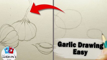 How to draw garlic | easy garlic drawing| vegetable drawing easy|
