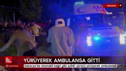 Sakarya'da otomobil kağıt gibi ezildi: sürücü yürüyerek ambulansa gitti