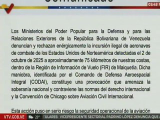 Venezuela rechaza incursión ilegal de aeronaves de combate estadounidenses a 75 km de las costas