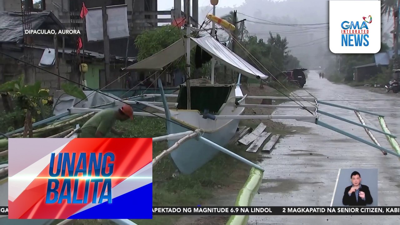 Wind signal no. 3, itinaas sa ilang lugar sa Hilagang Aurora dahil sa Bagyong Paolo | Unang Balita