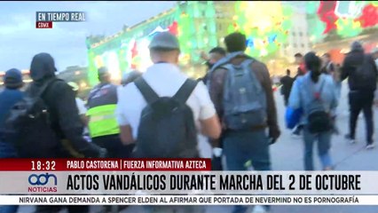 Reportero agredido por encapuchados en la marcha del 2 de octubre en el Zócalo de la CDMX
