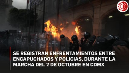 Encapuchados agreden y lesionan a policías durante protesta del 2 de octubre