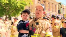 Firefighters march in Perth as pay negotiation with the state government continues