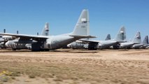 C-130 Hercules aircraft lined up at the Aircraft Boneyard in Davis-Monthan Air Force Base, Arizona. 🇺🇸✈️