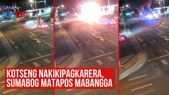 Kotseng nakikipagkarera, sumabog matapos mabangga | GMA Integrated Newsfeed