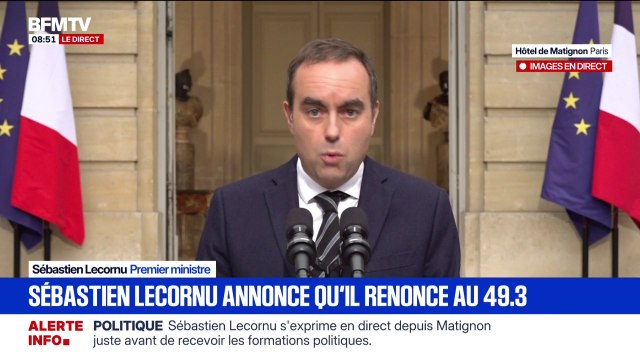 J'ai décidé de renoncer à l'article 49.3 de la Constitution , déclare Sébastien Lecornu