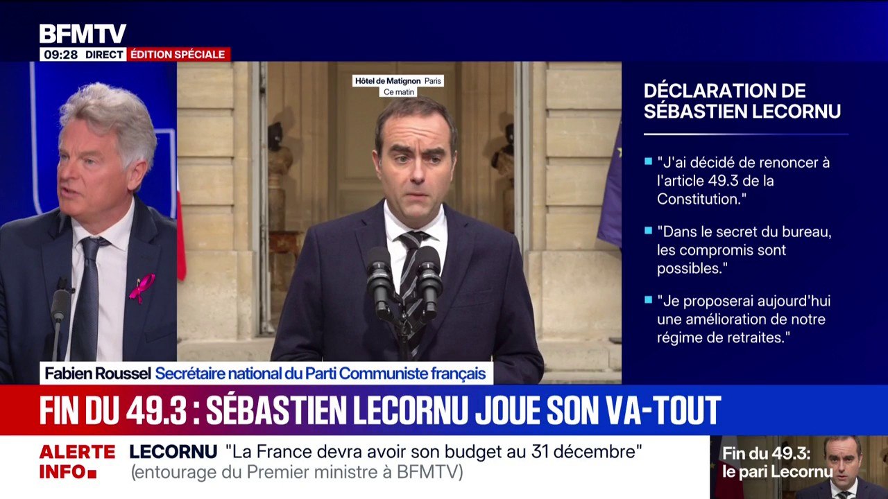 Abandon du 49.3: "Il ne faut pas qu'il y ait d'arnaques derrière", prévient Fabien Roussel (PCF)