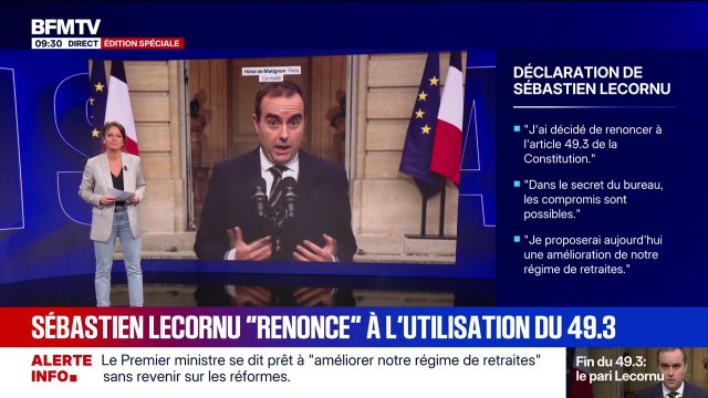 LES ÉCLAIREURS - Sébastien Lecornu renonce à l'utilisation du 49.3