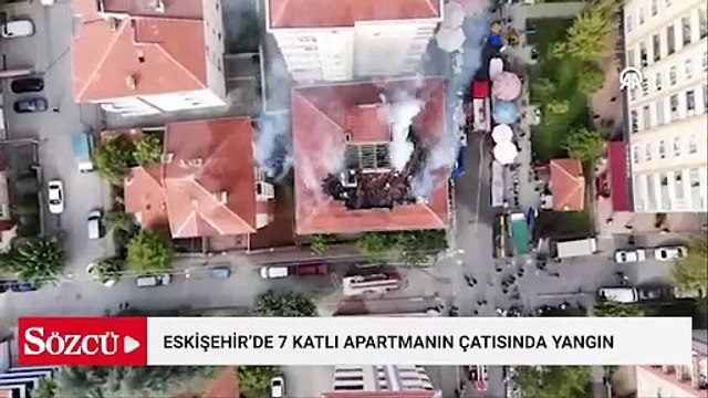 7 katlı apartmanın çatısında çıkan yangın söndürüldü