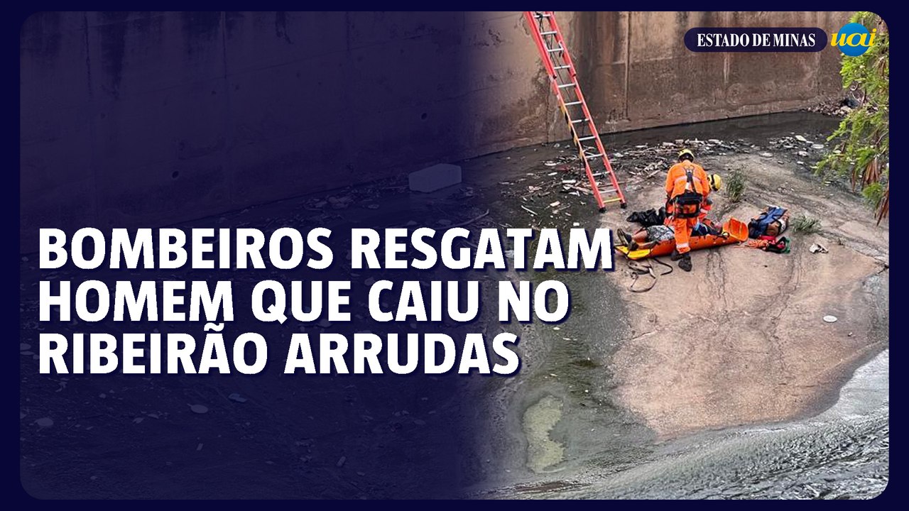 Bombeiros resgatam home que caiu no Arrudas