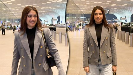 Mumbai Airport: Bhumi Pednekar Gets Snapped In Her Boss Lady Look! Poses For Paps!