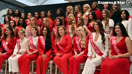 Miss England finalists get ready for the event at Grand Station, Wolverhampton.
