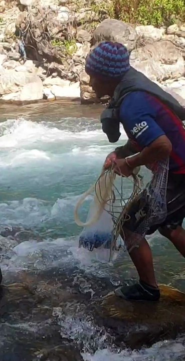 cast net fishing in Nepal | himalayan trout fishing method |