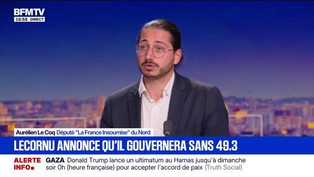 Sébastien Lecornu renonce à gouverner avec le 49.3: pour Aurélien Le Coq, député (LFI), le Premier ministre célèbre le mariage entre Emmanuel Macron et Marine Le Pen