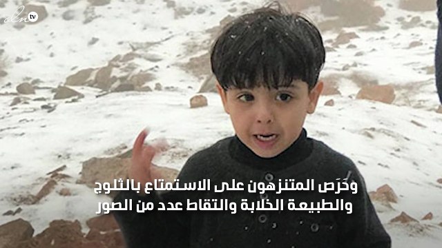 بالصور سقوط الثلج على جبل اللوز بتبوك في السعودية
