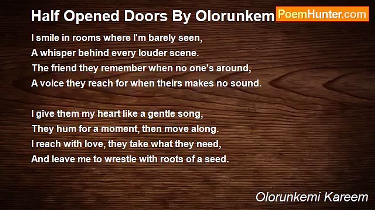 Olorunkemi Kareem - Half Opened Doors By Olorunkemi Kareem.